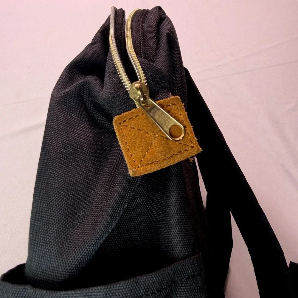 Anello Black Canvas Wide Mouth Backpack Gold Zip Shoulder Bag Pocket Philippines